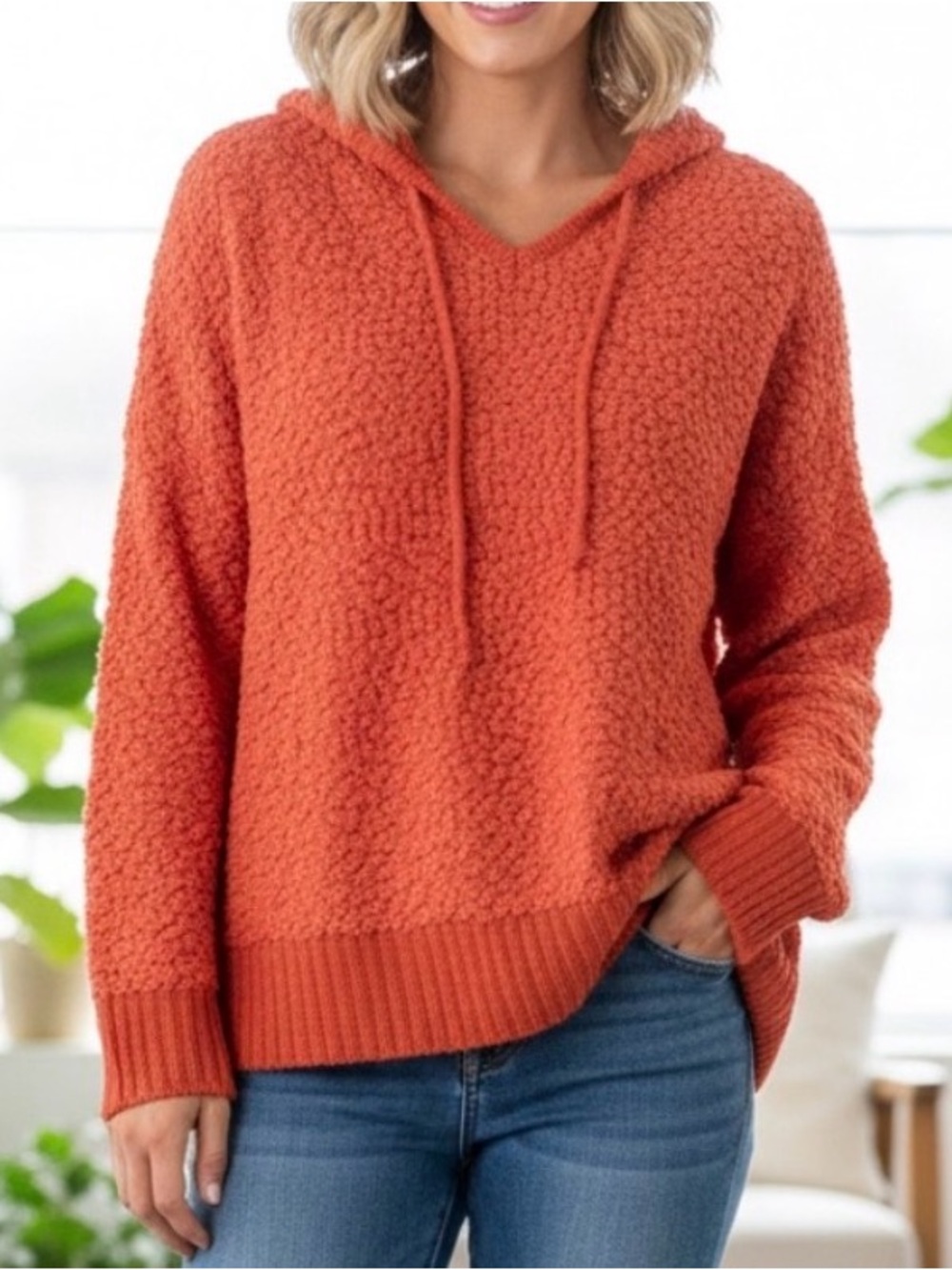 NEW WITH TAGS! Miracle Coral Textured Knit Hoodie